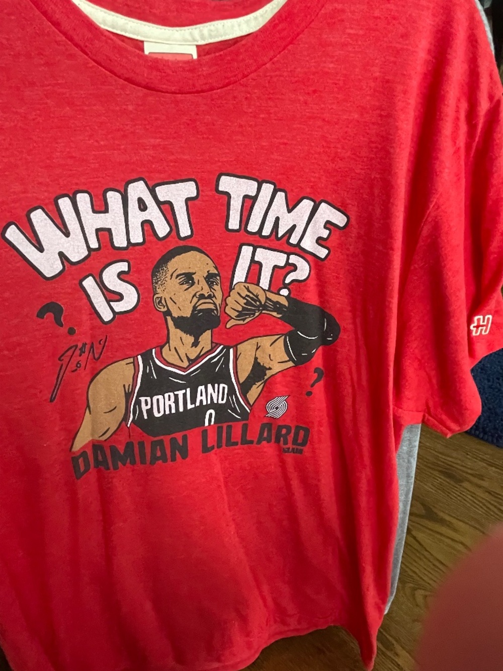 Homage T NBA's Damian Lillard "What Time Is It?", Red, XL